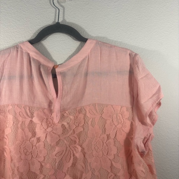 Suzanne Betro Blush Textured Tunic Plus Size 1X Floral Blouse Sheer Feminine - Picture 5 of 15